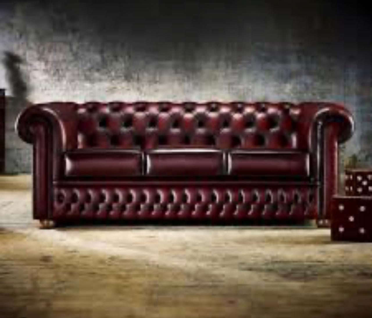 Chesterfield 3 Seater Couch Leather Checkers Office & Home