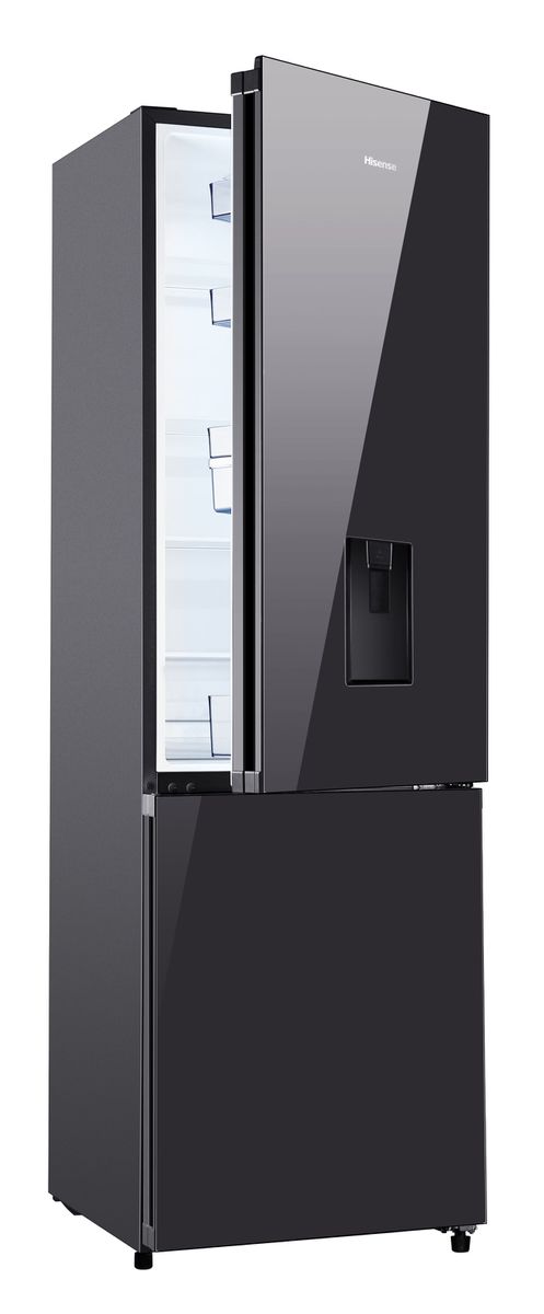 Single Door Bottom Freezer With Water Dispenser Hisense 263L Bottom Freezer Fridge with Water Dispenser- Black Glass